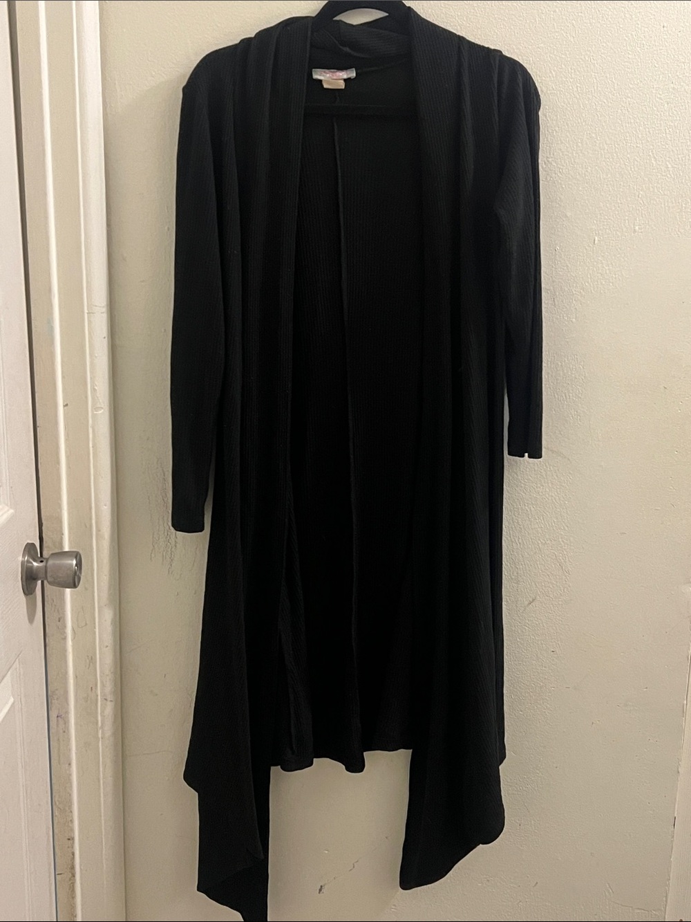 Black Open-Front Women's Long Cardigan Sweater